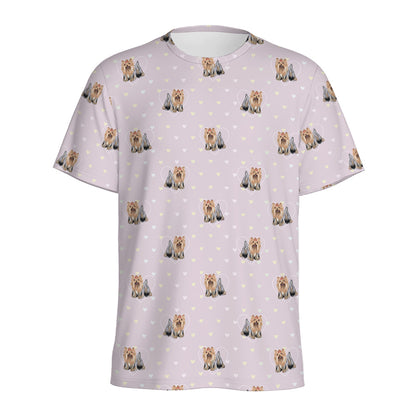 Cute Yorkshire Terrier Pattern Print Men's Sports T-Shirt