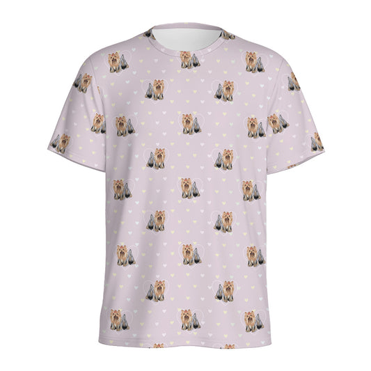 Cute Yorkshire Terrier Pattern Print Men's Sports T-Shirt