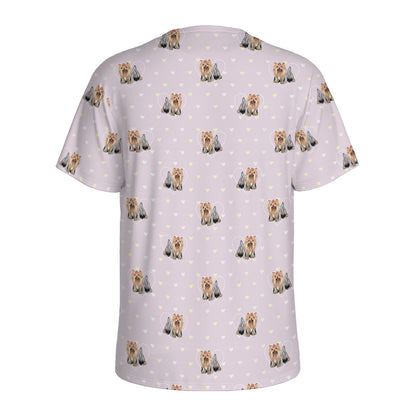 Cute Yorkshire Terrier Pattern Print Men's Sports T-Shirt