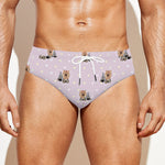 Cute Yorkshire Terrier Pattern Print Men's Swim Briefs