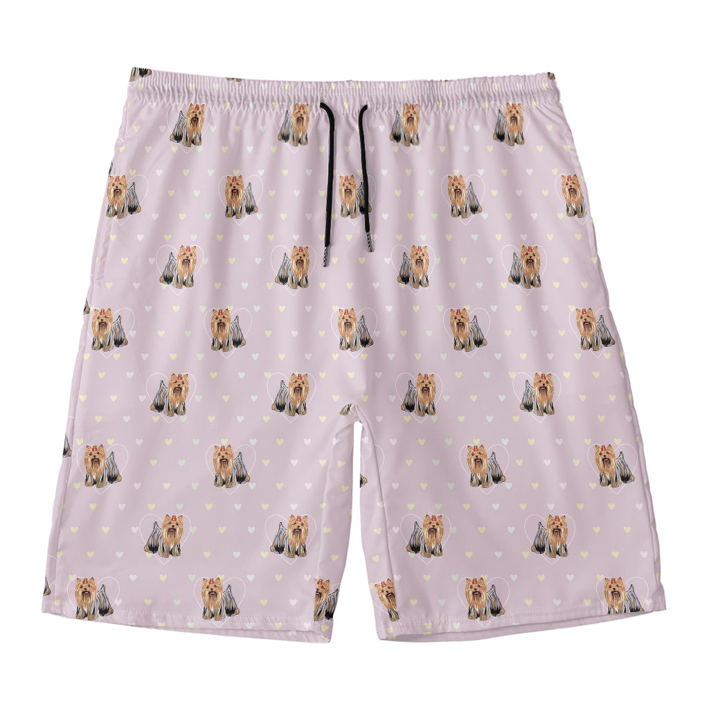 Cute Yorkshire Terrier Pattern Print Men's Swim Trunks