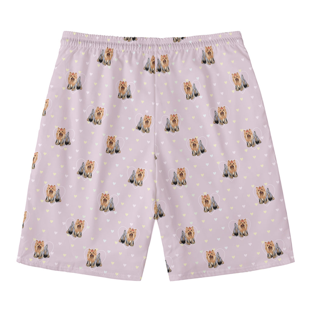 Cute Yorkshire Terrier Pattern Print Men's Swim Trunks