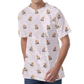 Cute Yorkshire Terrier Pattern Print Men's Velvet T-Shirt