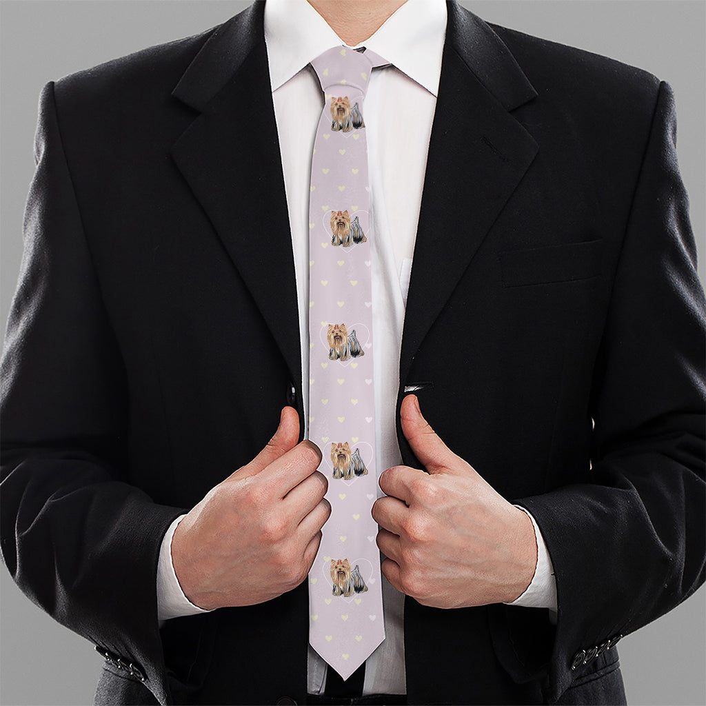 Cute Yorkshire Terrier Pattern Print Necktie