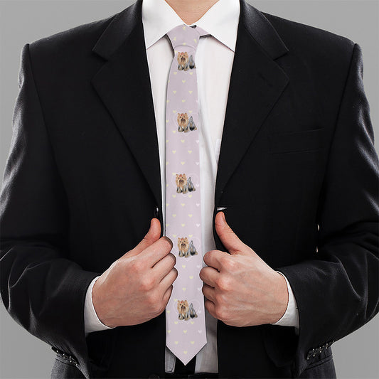 Cute Yorkshire Terrier Pattern Print Necktie