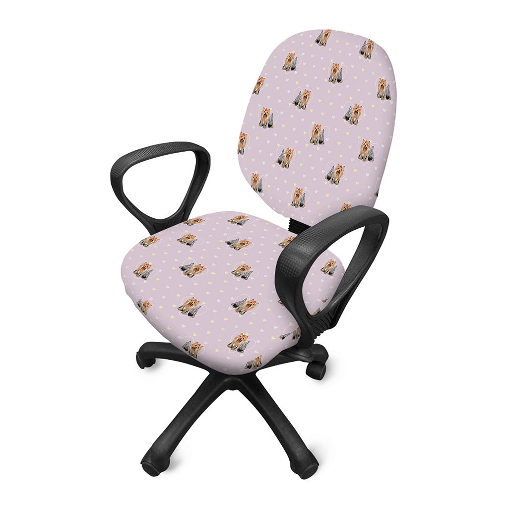 Cute Yorkshire Terrier Pattern Print Office Chair Cover