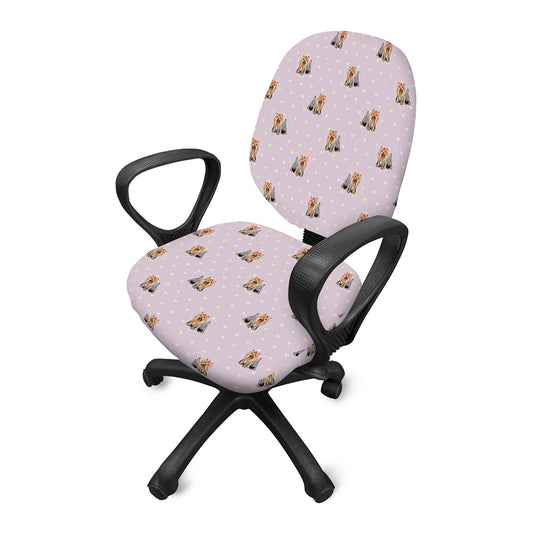 Cute Yorkshire Terrier Pattern Print Office Chair Cover