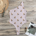 Cute Yorkshire Terrier Pattern Print One Shoulder Bodysuit