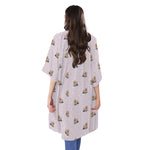 Cute Yorkshire Terrier Pattern Print Open Front Beach Cover Up