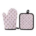 Cute Yorkshire Terrier Pattern Print Oven Mitt And Pot Holder Set