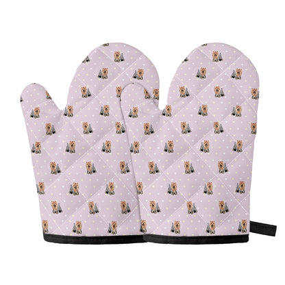 Cute Yorkshire Terrier Pattern Print Oven Mitts