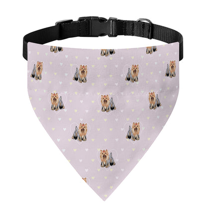 Cute Yorkshire Terrier Pattern Print Over The Collar Dog Bandana