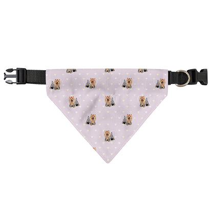 Cute Yorkshire Terrier Pattern Print Over The Collar Dog Bandana