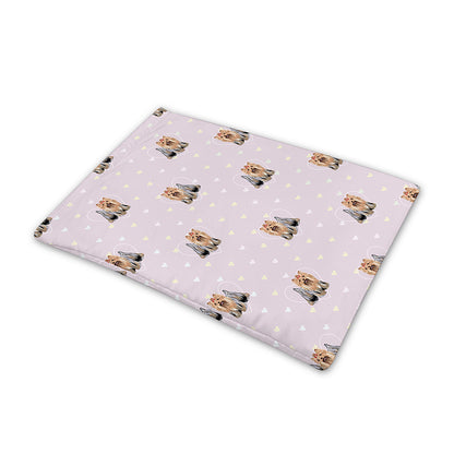 Cute Yorkshire Terrier Pattern Print Pet Cooling Mat Cover