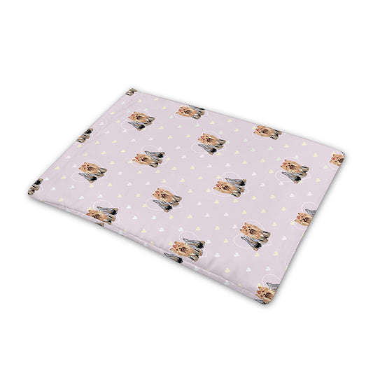 Cute Yorkshire Terrier Pattern Print Pet Cooling Mat Cover