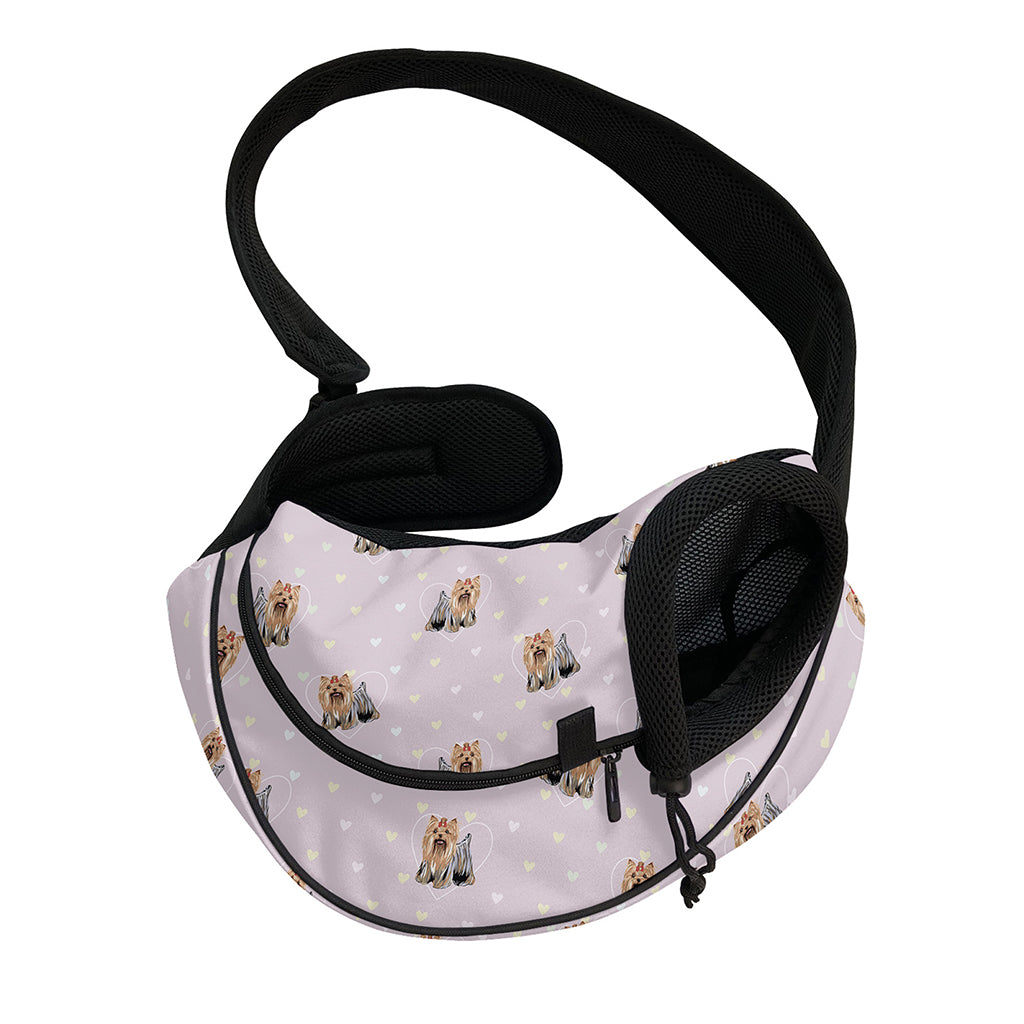 Cute Yorkshire Terrier Pattern Print Pet Sling Carrier