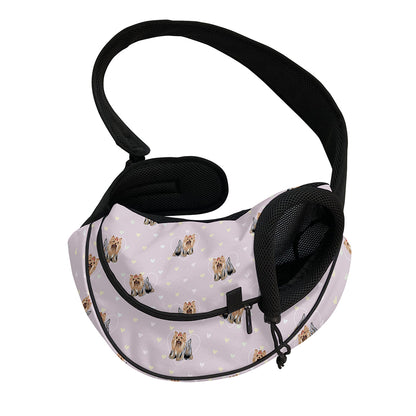 Cute Yorkshire Terrier Pattern Print Pet Sling Carrier