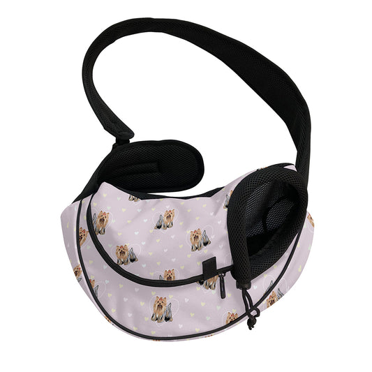 Cute Yorkshire Terrier Pattern Print Pet Sling Carrier