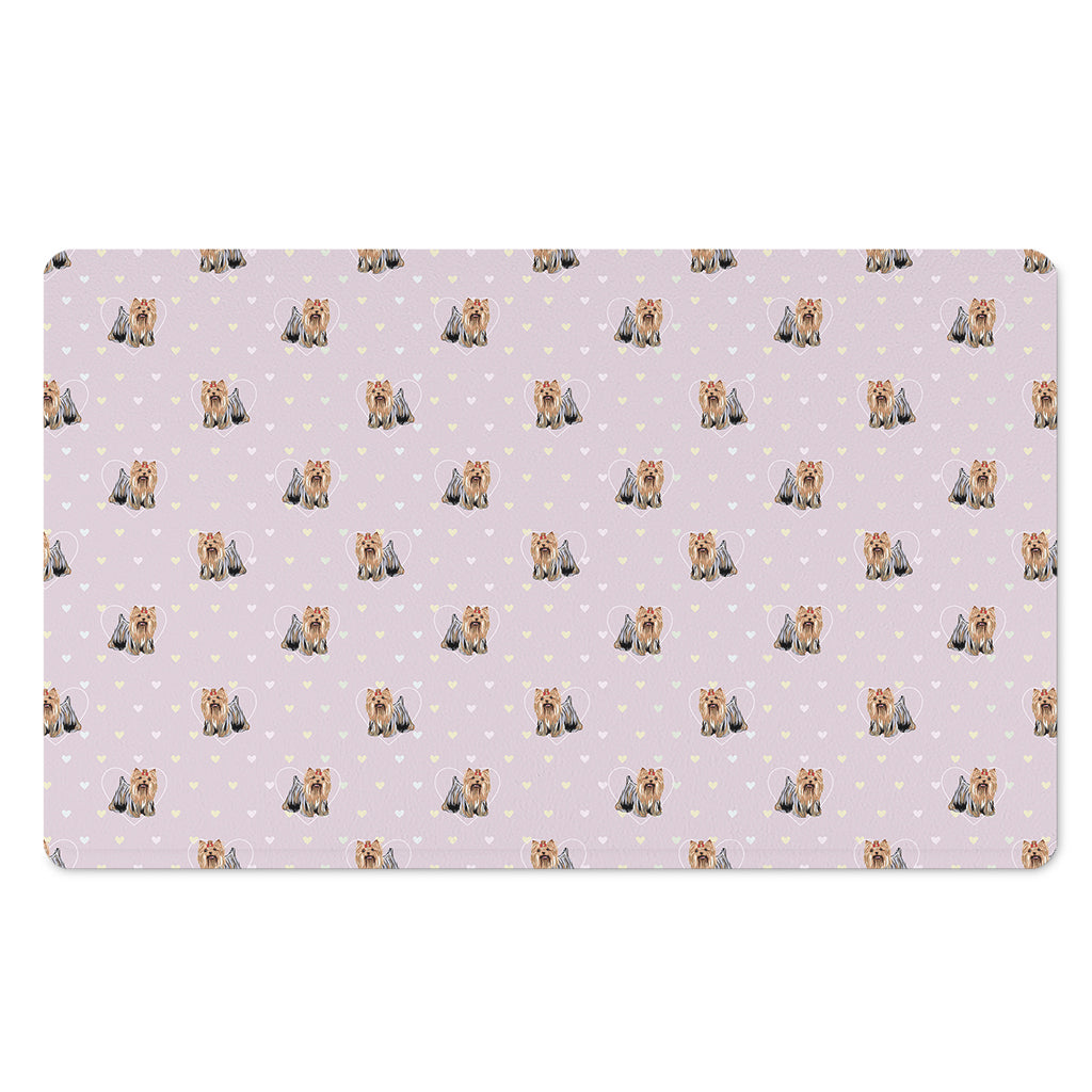Cute Yorkshire Terrier Pattern Print Polyester Doormat