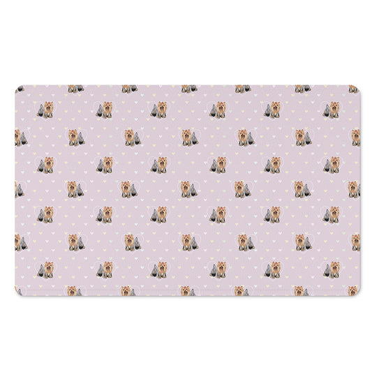 Cute Yorkshire Terrier Pattern Print Polyester Doormat