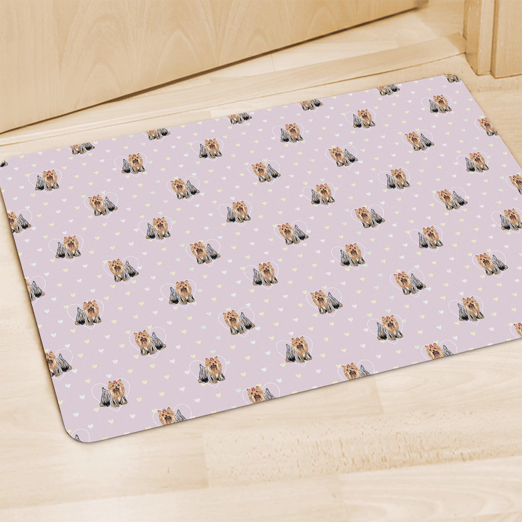Cute Yorkshire Terrier Pattern Print Polyester Doormat