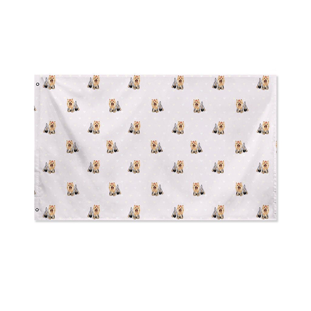 Cute Yorkshire Terrier Pattern Print Polyester Flag
