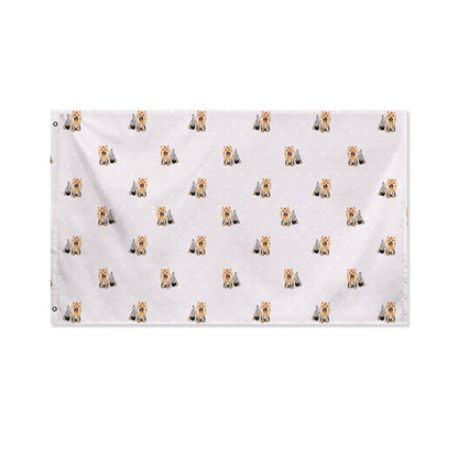 Cute Yorkshire Terrier Pattern Print Polyester Flag