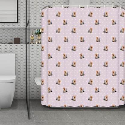 Cute Yorkshire Terrier Pattern Print Polyester Shower Curtain