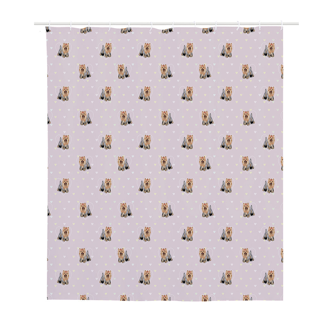 Cute Yorkshire Terrier Pattern Print Polyester Shower Curtain