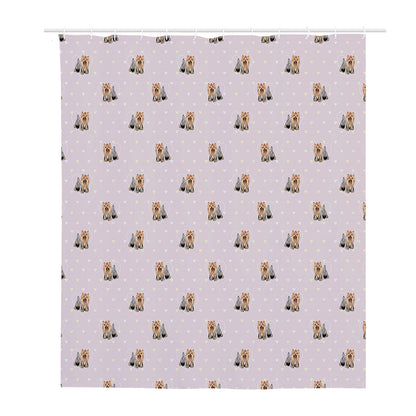 Cute Yorkshire Terrier Pattern Print Polyester Shower Curtain