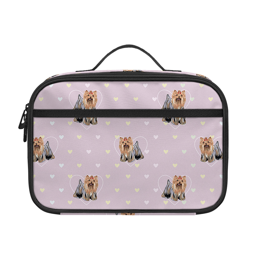 Cute Yorkshire Terrier Pattern Print Portable Lunch Bag