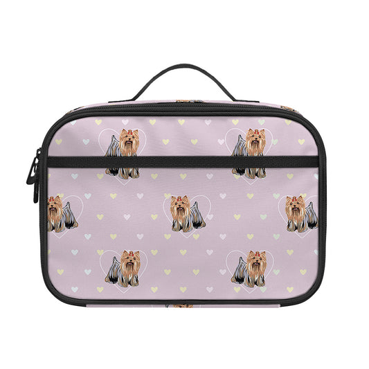 Cute Yorkshire Terrier Pattern Print Portable Lunch Bag