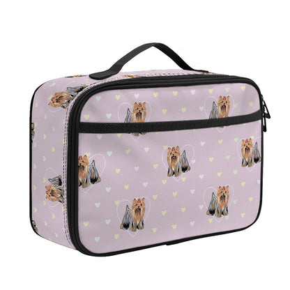 Cute Yorkshire Terrier Pattern Print Portable Lunch Bag