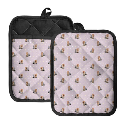 Cute Yorkshire Terrier Pattern Print Pot Holders With Pocket