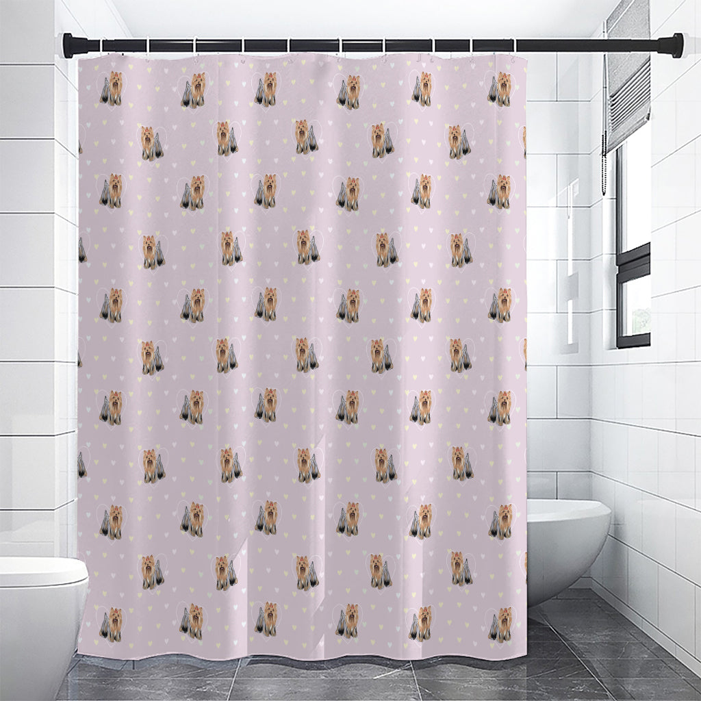 Cute Yorkshire Terrier Pattern Print Premium Shower Curtain