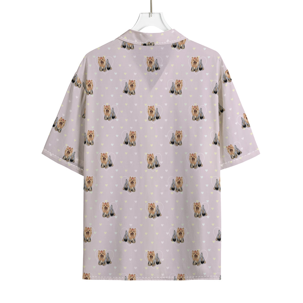 Cute Yorkshire Terrier Pattern Print Rayon Hawaiian Shirt