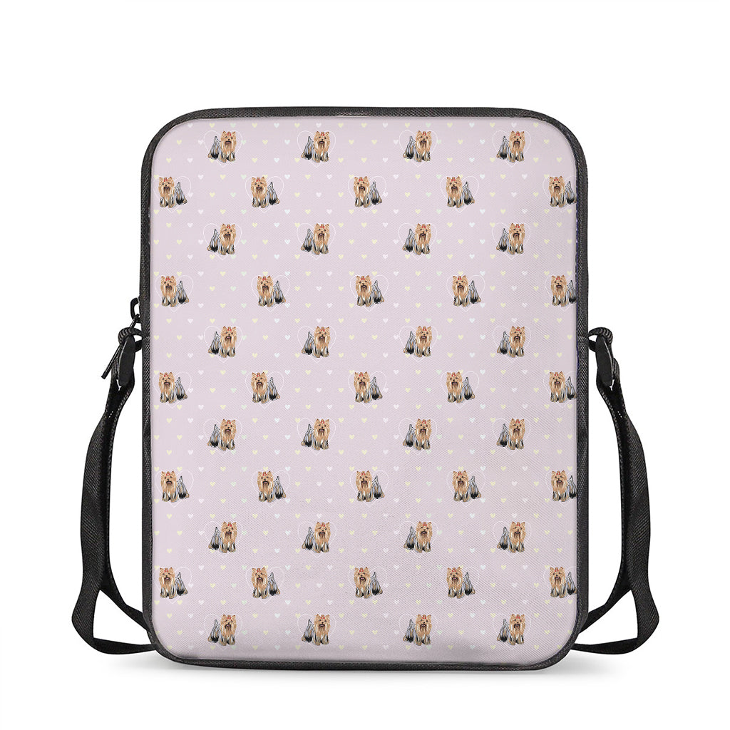 Cute Yorkshire Terrier Pattern Print Rectangular Crossbody Bag