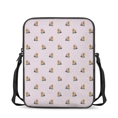 Cute Yorkshire Terrier Pattern Print Rectangular Crossbody Bag