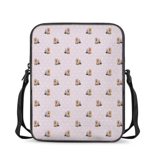 Cute Yorkshire Terrier Pattern Print Rectangular Crossbody Bag