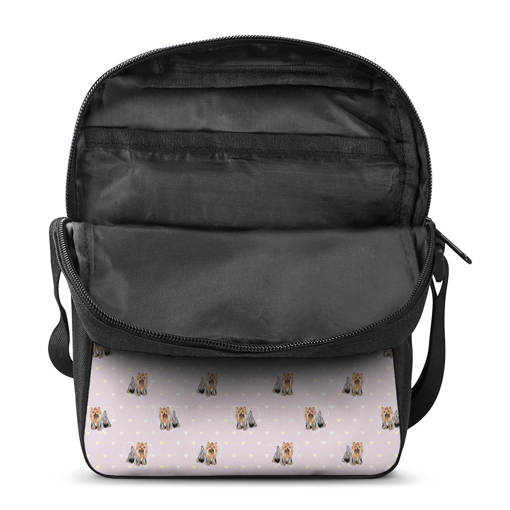 Cute Yorkshire Terrier Pattern Print Rectangular Crossbody Bag