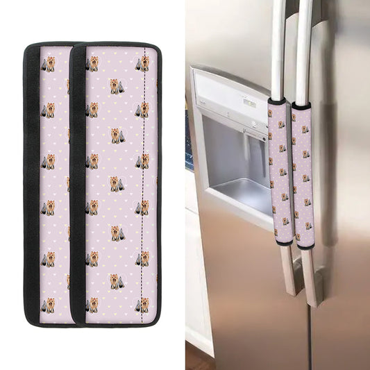 Cute Yorkshire Terrier Pattern Print Refrigerator Handle Covers