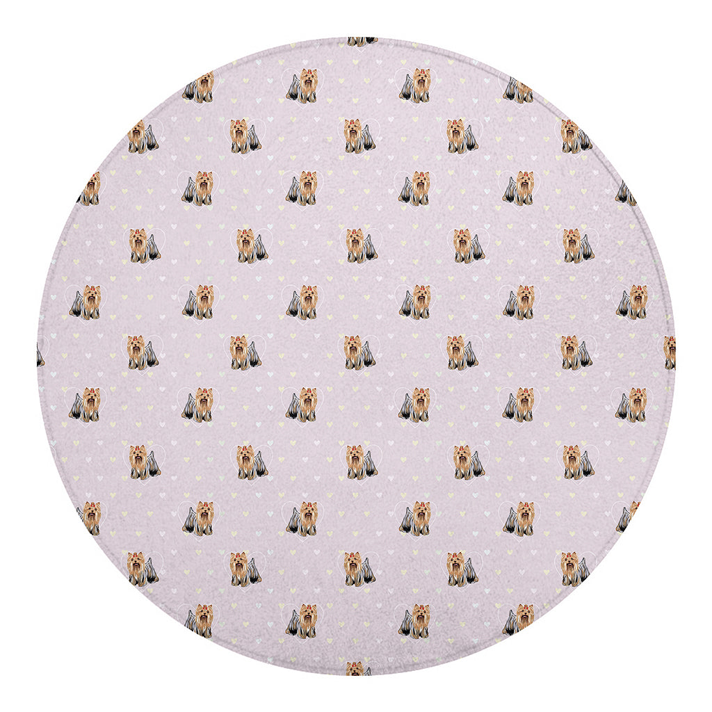 Cute Yorkshire Terrier Pattern Print Round Blanket