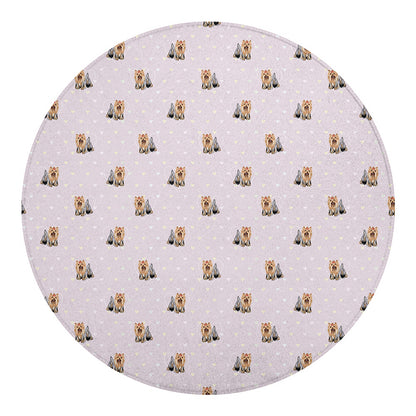 Cute Yorkshire Terrier Pattern Print Round Blanket