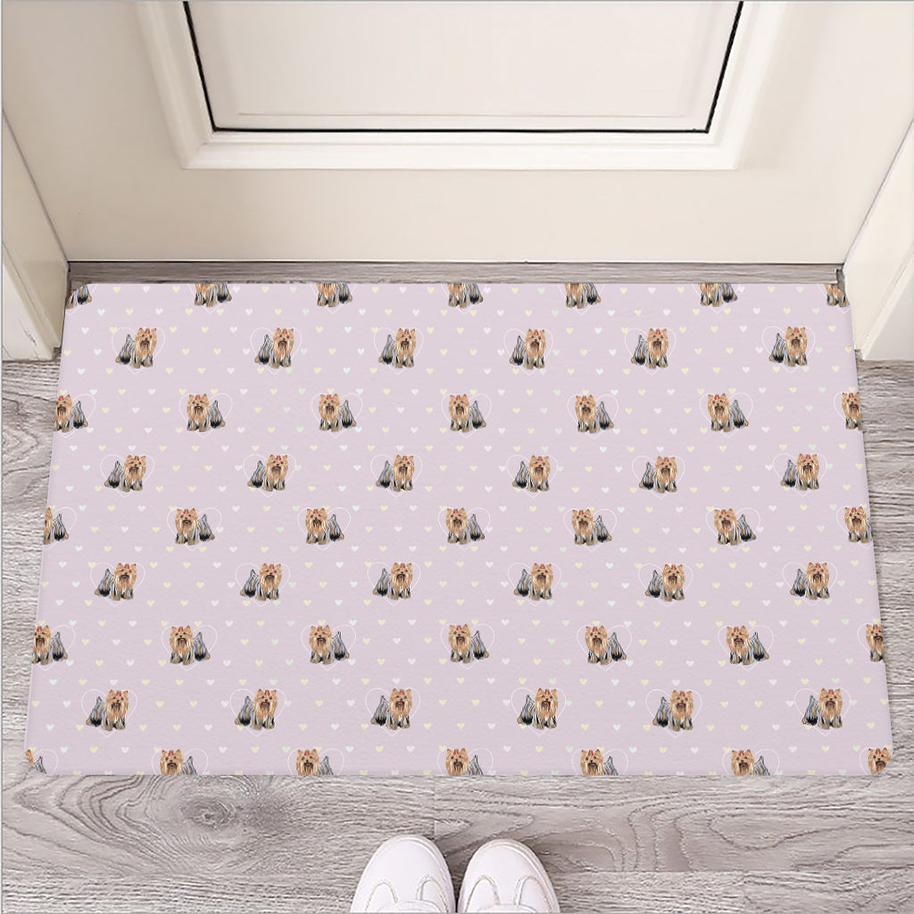 Cute Yorkshire Terrier Pattern Print Rubber Doormat