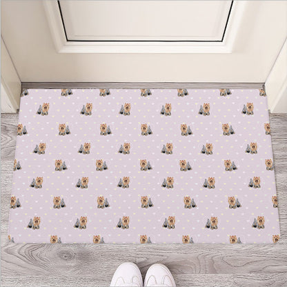 Cute Yorkshire Terrier Pattern Print Rubber Doormat