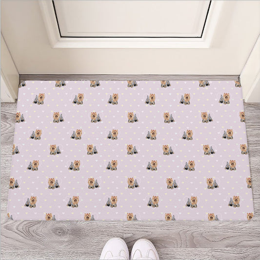 Cute Yorkshire Terrier Pattern Print Rubber Doormat