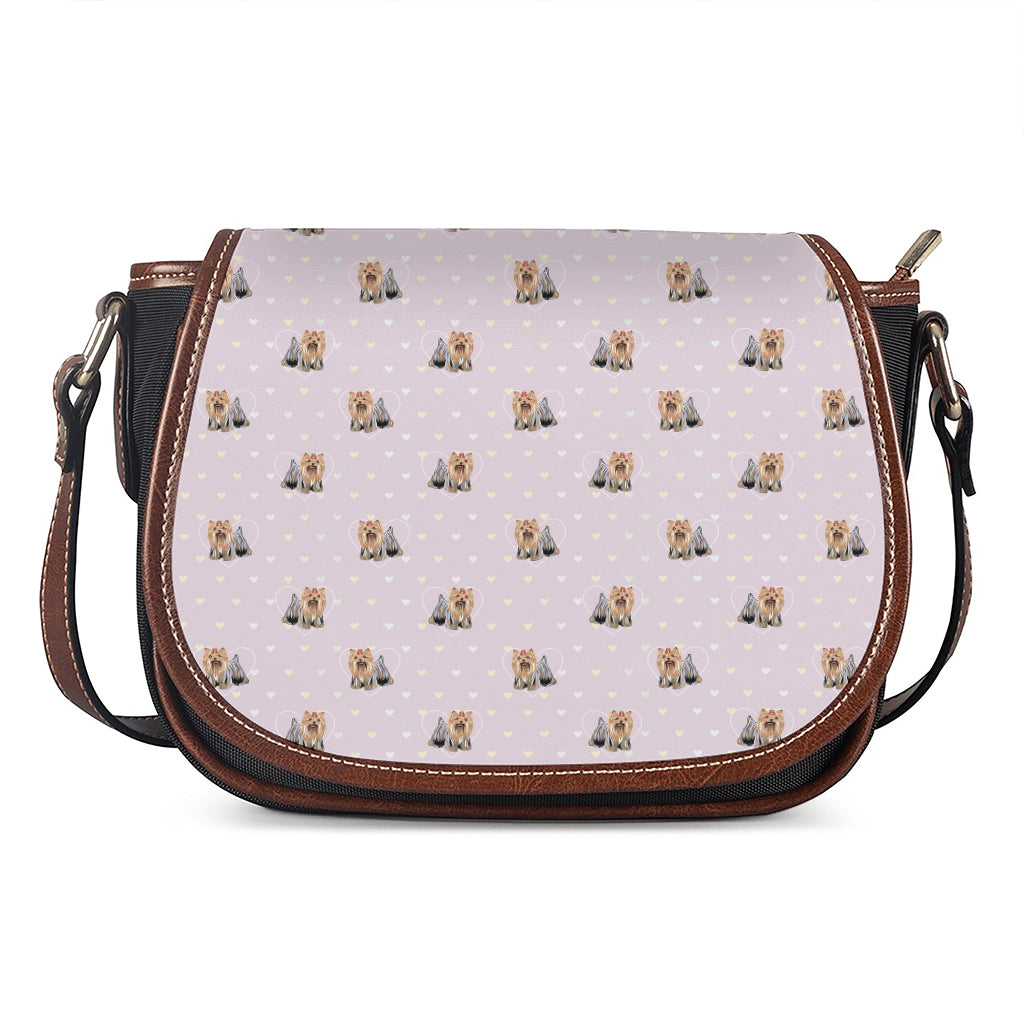 Cute Yorkshire Terrier Pattern Print Saddle Bag