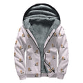 Cute Yorkshire Terrier Pattern Print Sherpa Lined Zip Up Hoodie