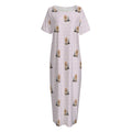 Cute Yorkshire Terrier Pattern Print Short Sleeve Long Nightdress