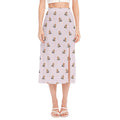 Cute Yorkshire Terrier Pattern Print Side Slit Midi Skirt